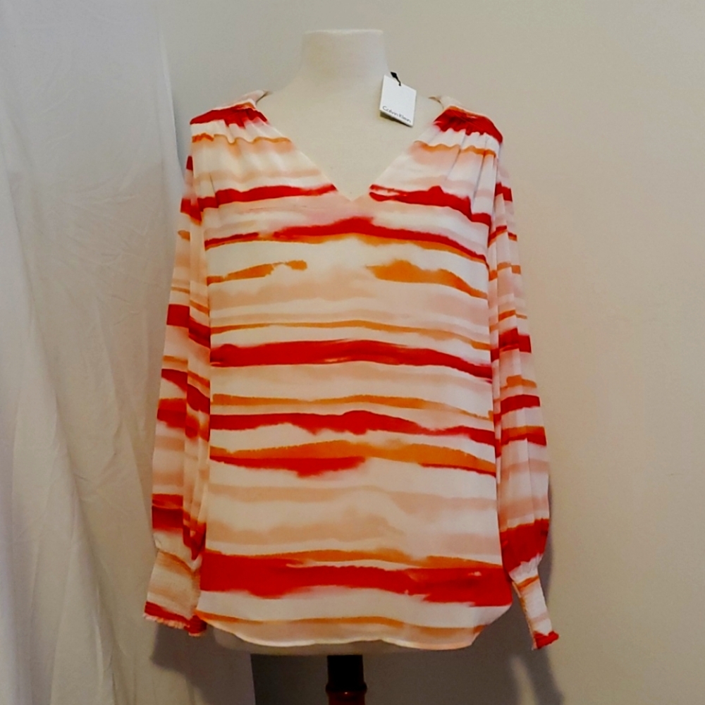 NWT Watercolor Stripe LS Blouse